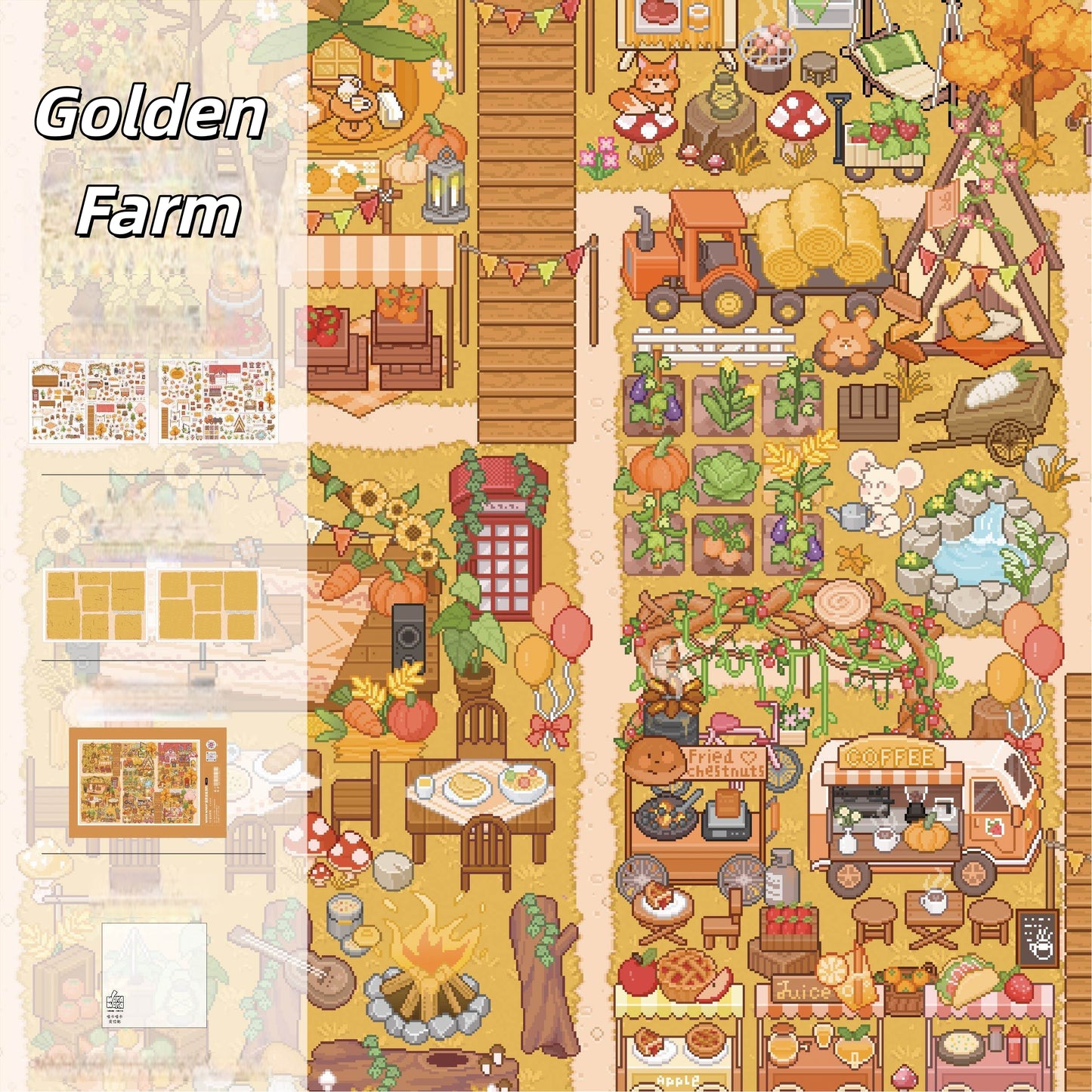Childhood & Countryside 3D Sticker | 4 Cute Miniature Scenes