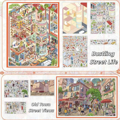 Vintage Street 3D Sticker | 2 Cute Miniature Scenes