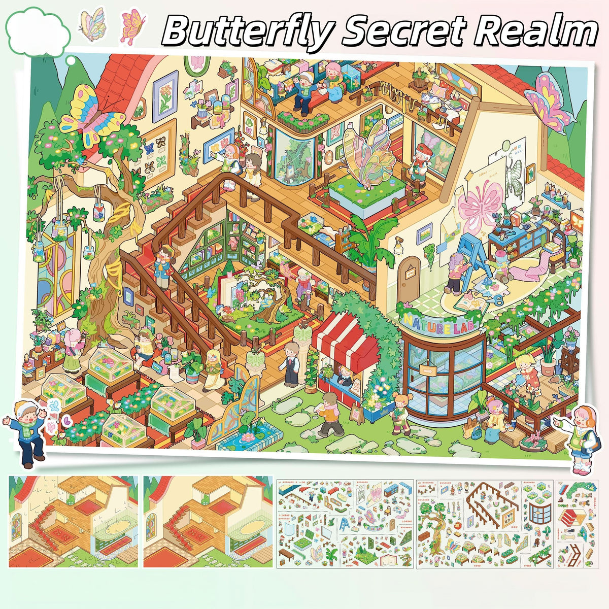 Butterflies and Perfume 3D Sticker | 2 Cute Miniature Scenes