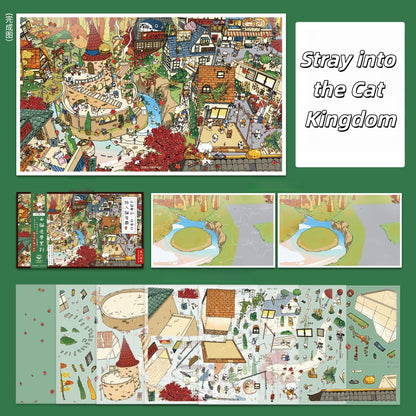 The Cat's Whisper in the Mist 3D Sticker | 2 Cute Miniature Scenes