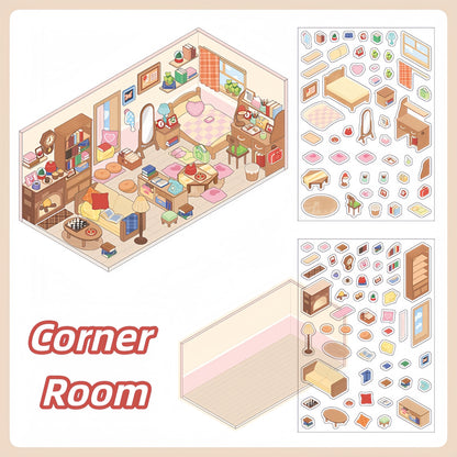 Small Corner Series 3D Sticker | 4 Cute Miniature Scenes