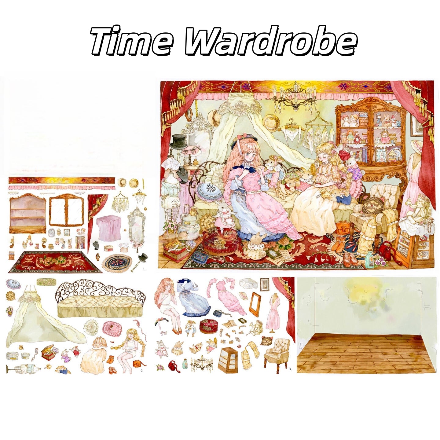 Watercolor Fairy Tale 3D Sticker | 4 Cute Miniature Scenes