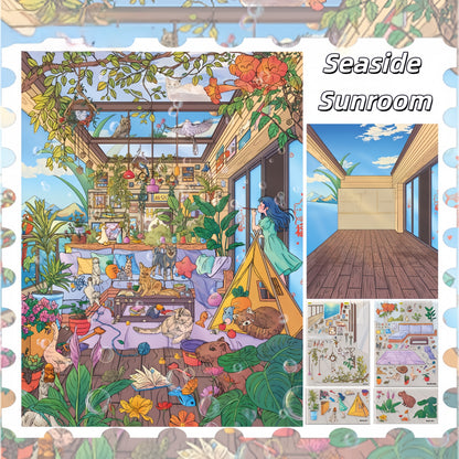 Sunlit Retreats 3D Sticker | 2 Cute Miniature Scenes