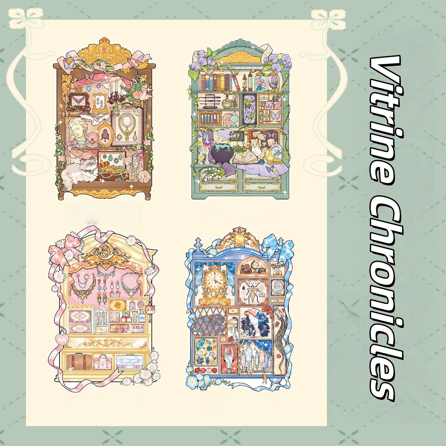 Vitrine Chronicles 3D Sticker | 4 Cute Miniature Scenes