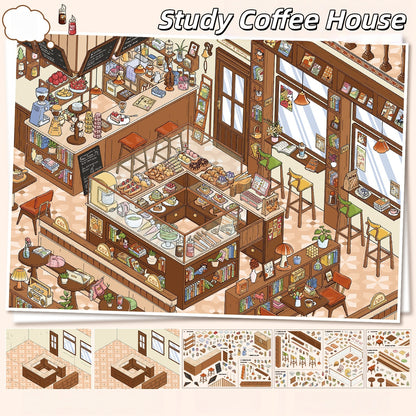 Study & Snack 3D Sticker | 2 Cute Miniature Scenes