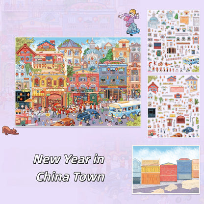 Happy New Year 3D Sticker | 4 Cute Miniature Scenes