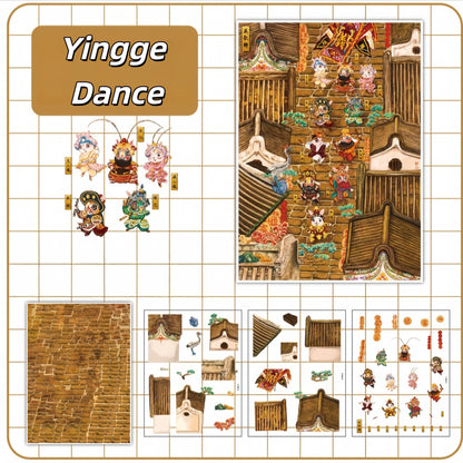 Chinese Heritage 3D Sticker | 5 Cute Miniature Scenes