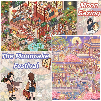 Mid-Autumn Festival 3D Sticker | 2 Cute Miniature Scenes