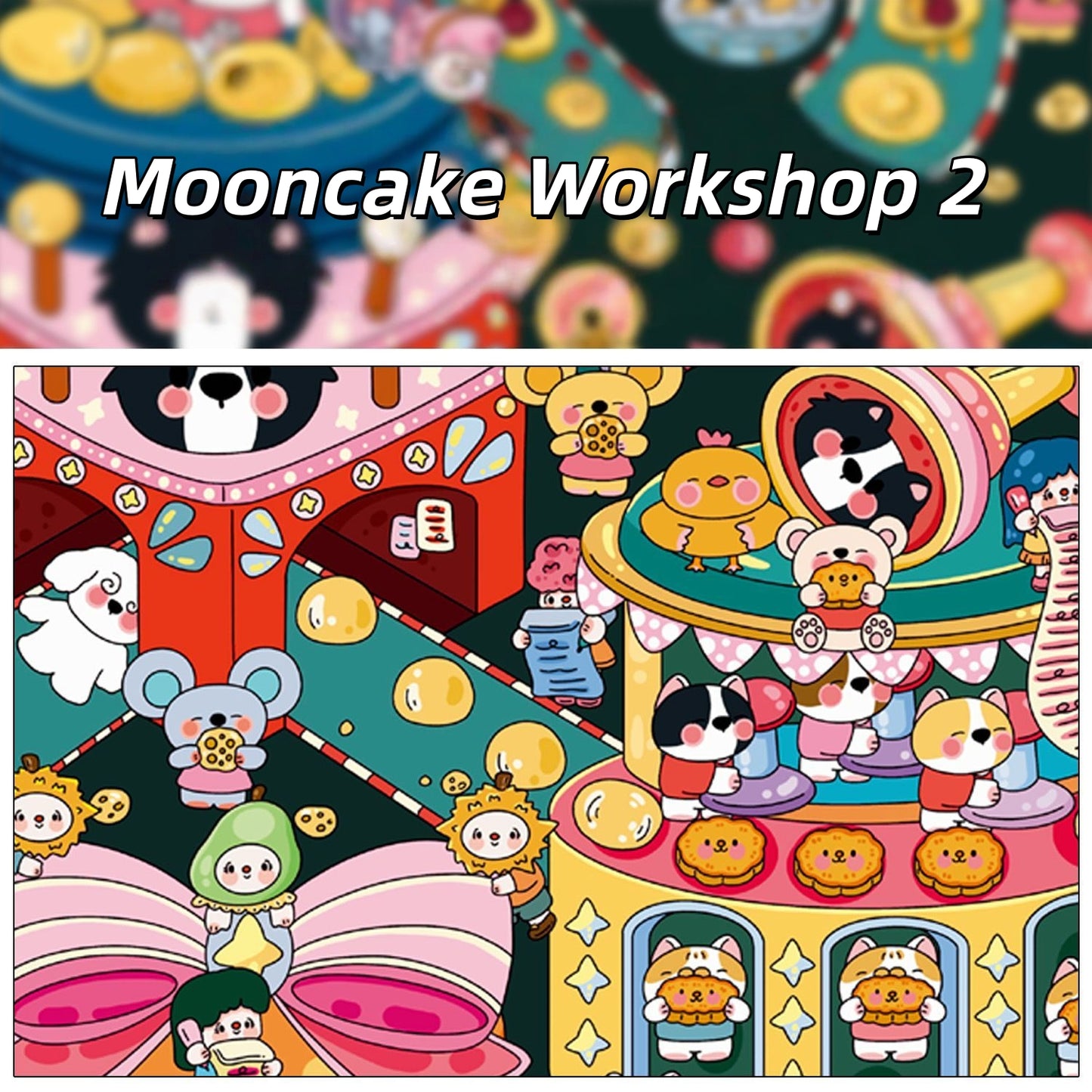 Mooncake Workshop 3D Sticker | 2 Cute Miniature Scenes