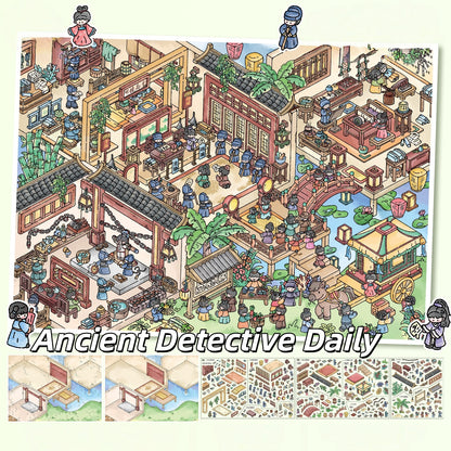 Market & Mystery 3D Sticker | 2 Cute Miniature Scenes