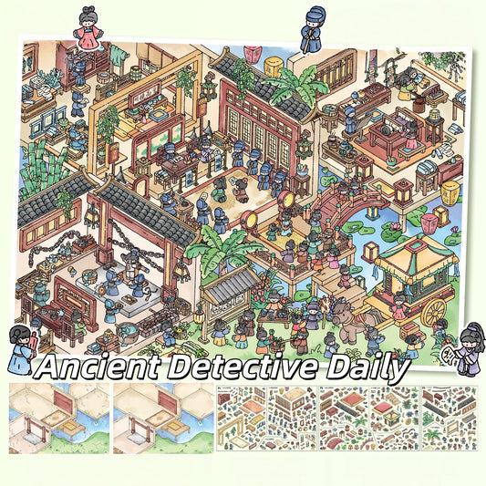 Market & Mystery 3D Sticker | 2 Cute Miniature Scenes