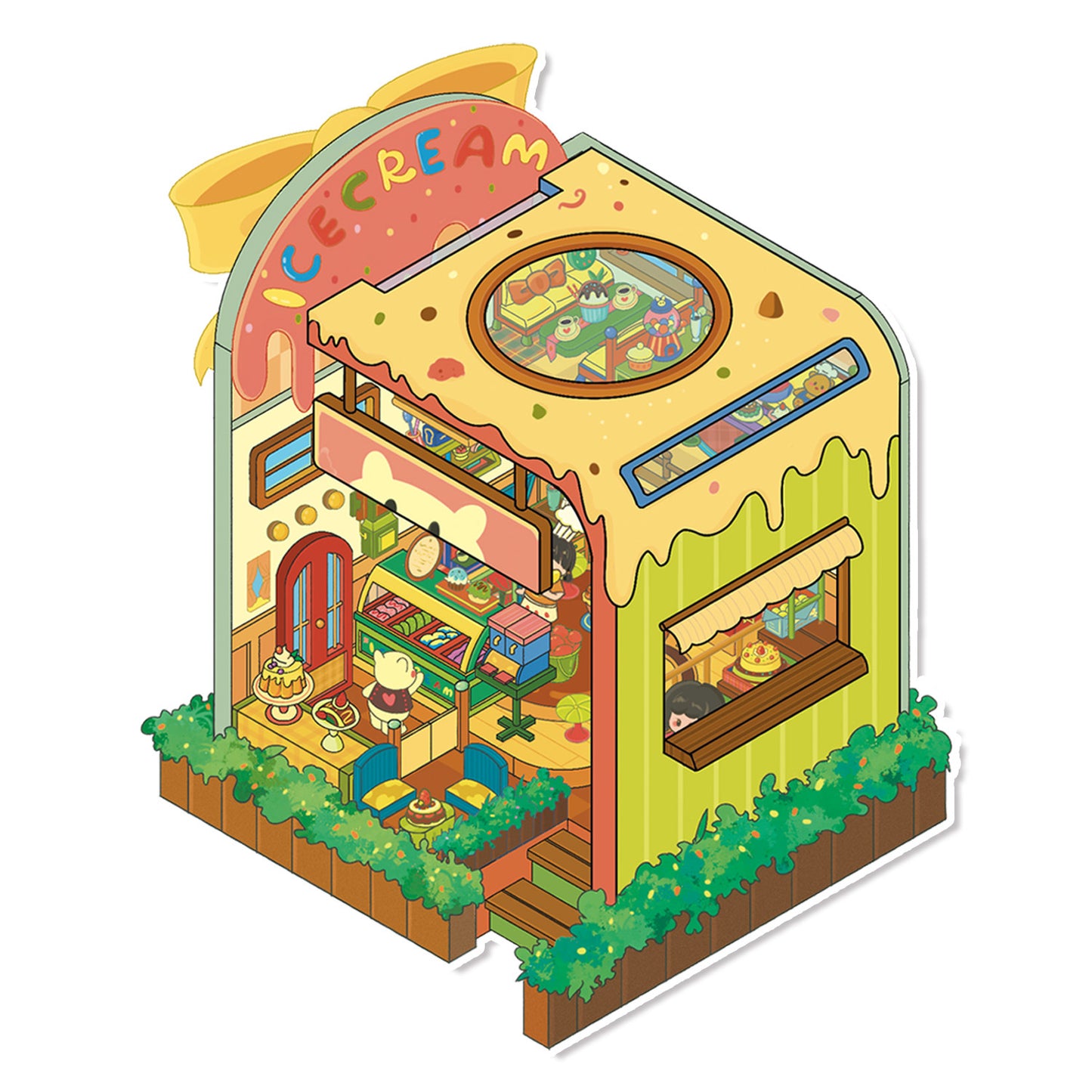 Flip Dessert House 3D Sticker | 2 Cute Miniature Scenes