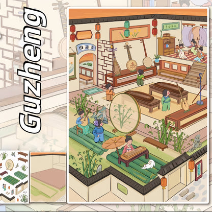 Four Arts 3D Sticker | 4 Cute Miniature Scenes