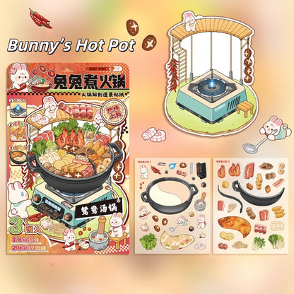 Cute Hot Pot Party 3D Sticker | 2 Cute Miniature Scene