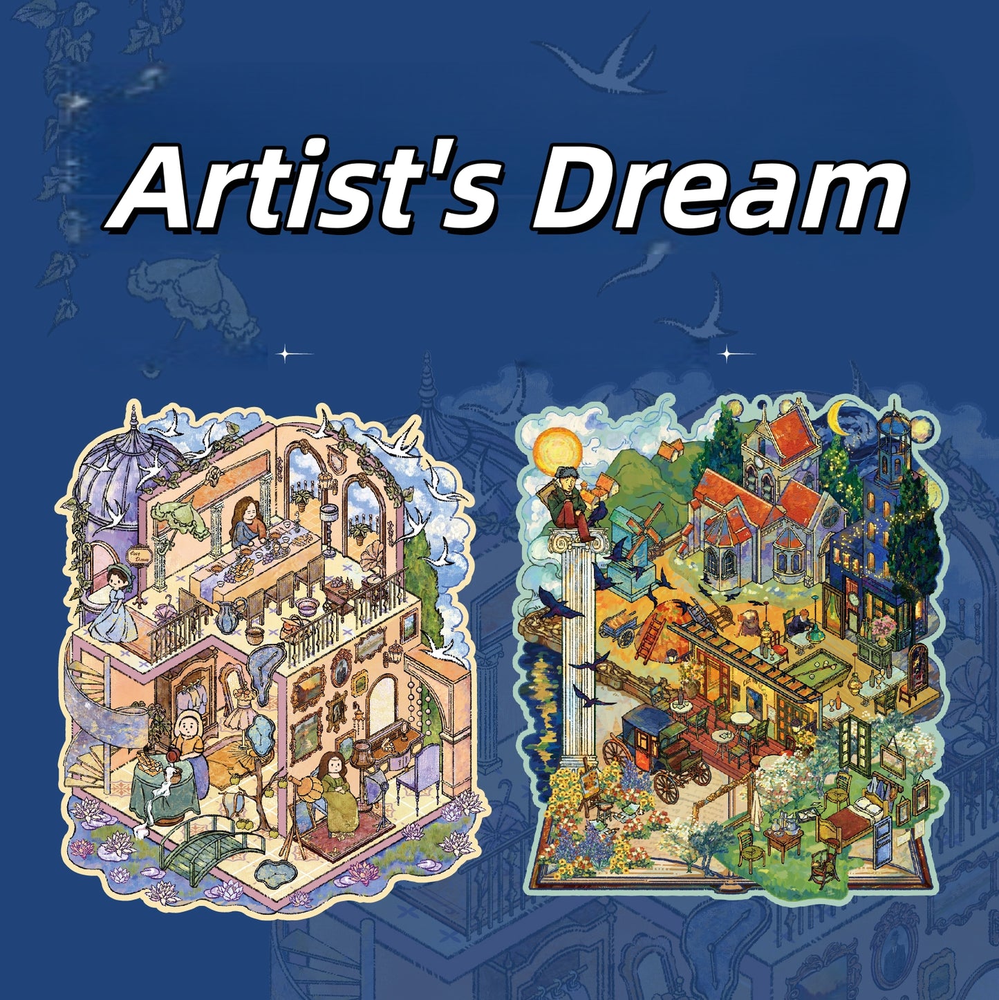 Artist's Dream 3D Sticker | 2 Cute Miniature Scenes