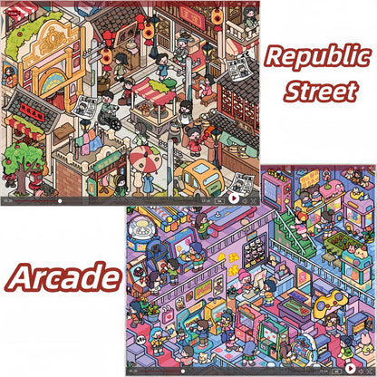 Old Days 3D Sticker | 2 Cute Miniature Scenes