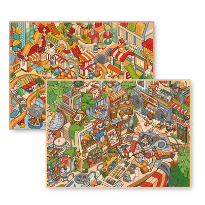 Building Block Town 3D Sticker | 2 Cute Miniature Scenes