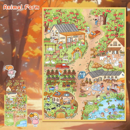 Whimsy Town Quest 3D Sticker | 2 Cute Miniature Scenes