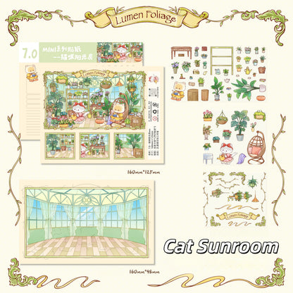 Cat’s World 3D Sticker | 4 Cute Miniature Scenes