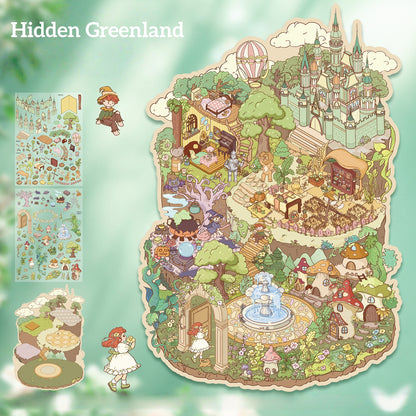 Enchanted Realms 3D Sticker | 2 Cute Miniature Scenes