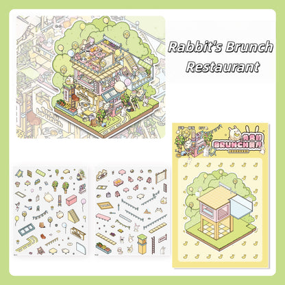 Dream Cabin 3D Sticker | 4 Cute Miniature Scenes