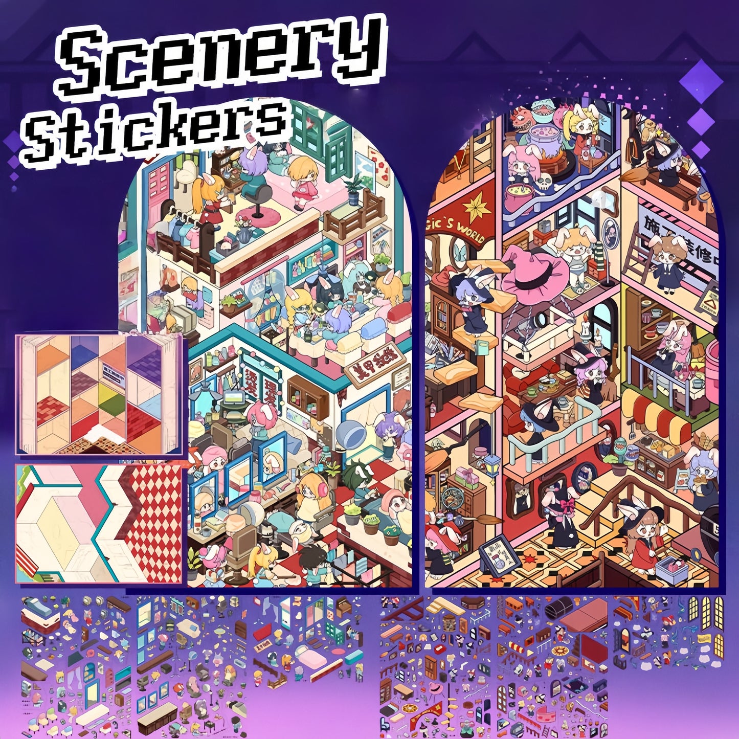 Curious Corners 3D Sticker | 2 Cute Miniature Scenes