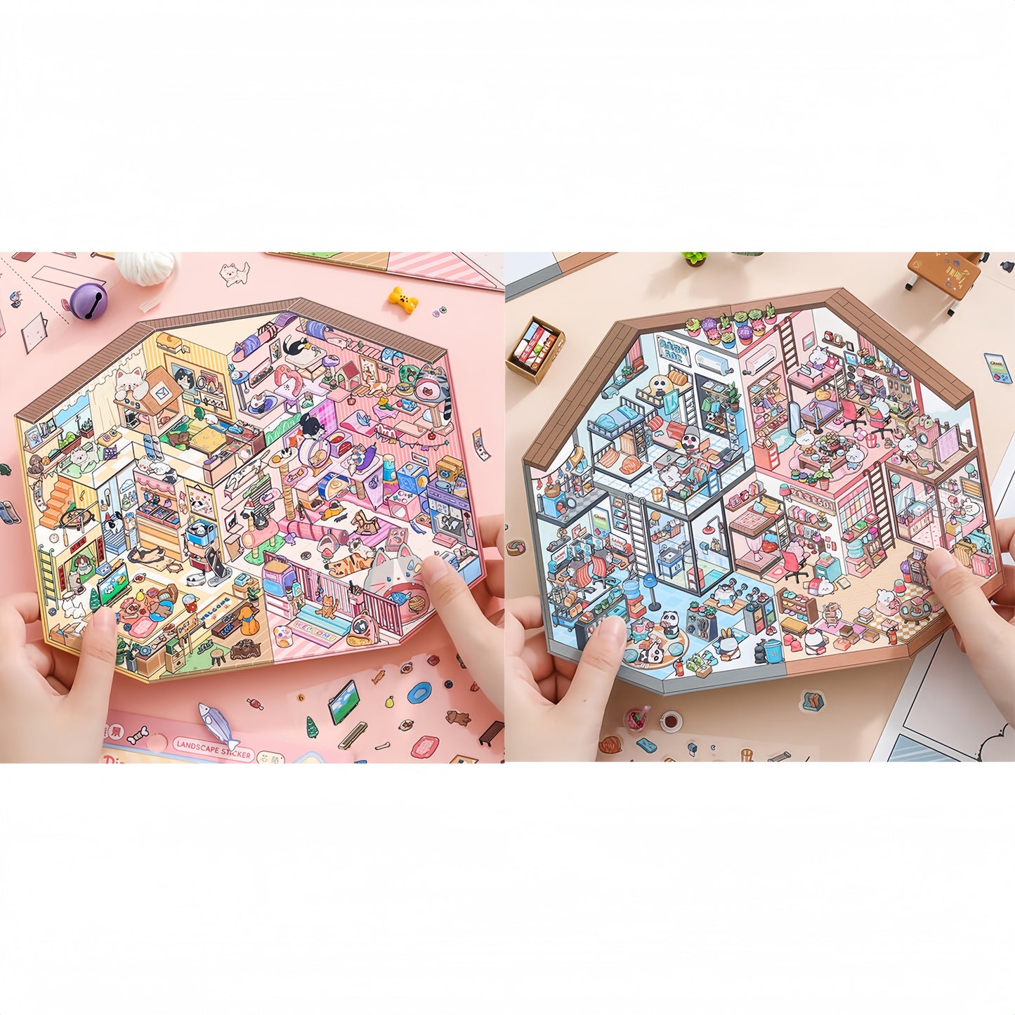Two Lifes 3D Sticker | 2 Cute Miniature Scenes
