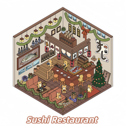 Tiny Animal's Shop 3D Sticker | 4 Cute Miniature Scenes