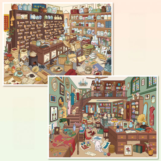 Traditional Shop 3D Sticker | 2 Cute Miniature Scenes