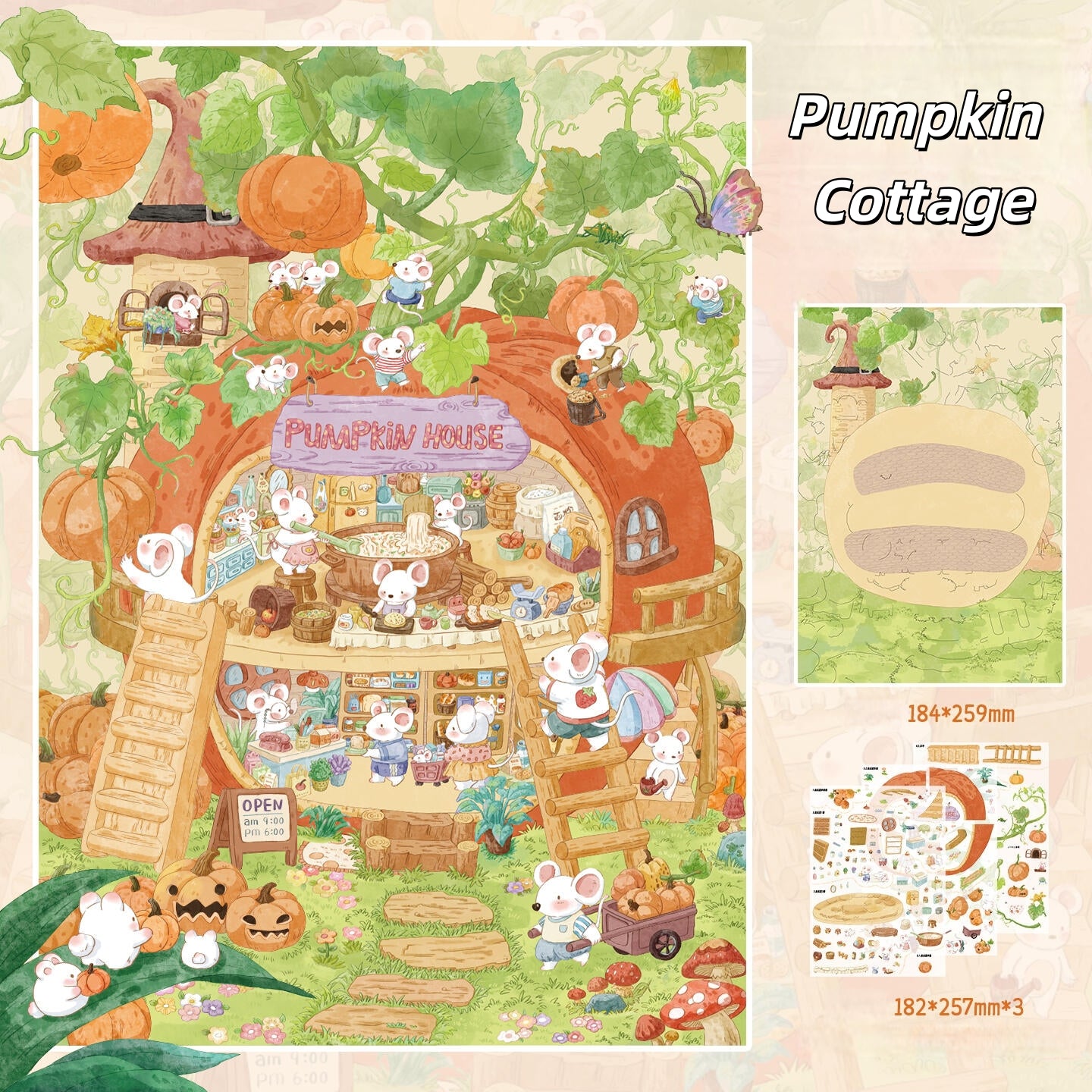 Leaflets 3D Sticker | 4 Cute Miniature Scenes