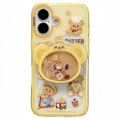 Cartoon Butter Bear Magnetic Stand Silicone Phone Case
