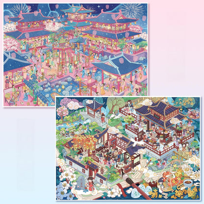 Lanterns and Blossoms 3D Sticker | 2 Cute Miniature Scenes
