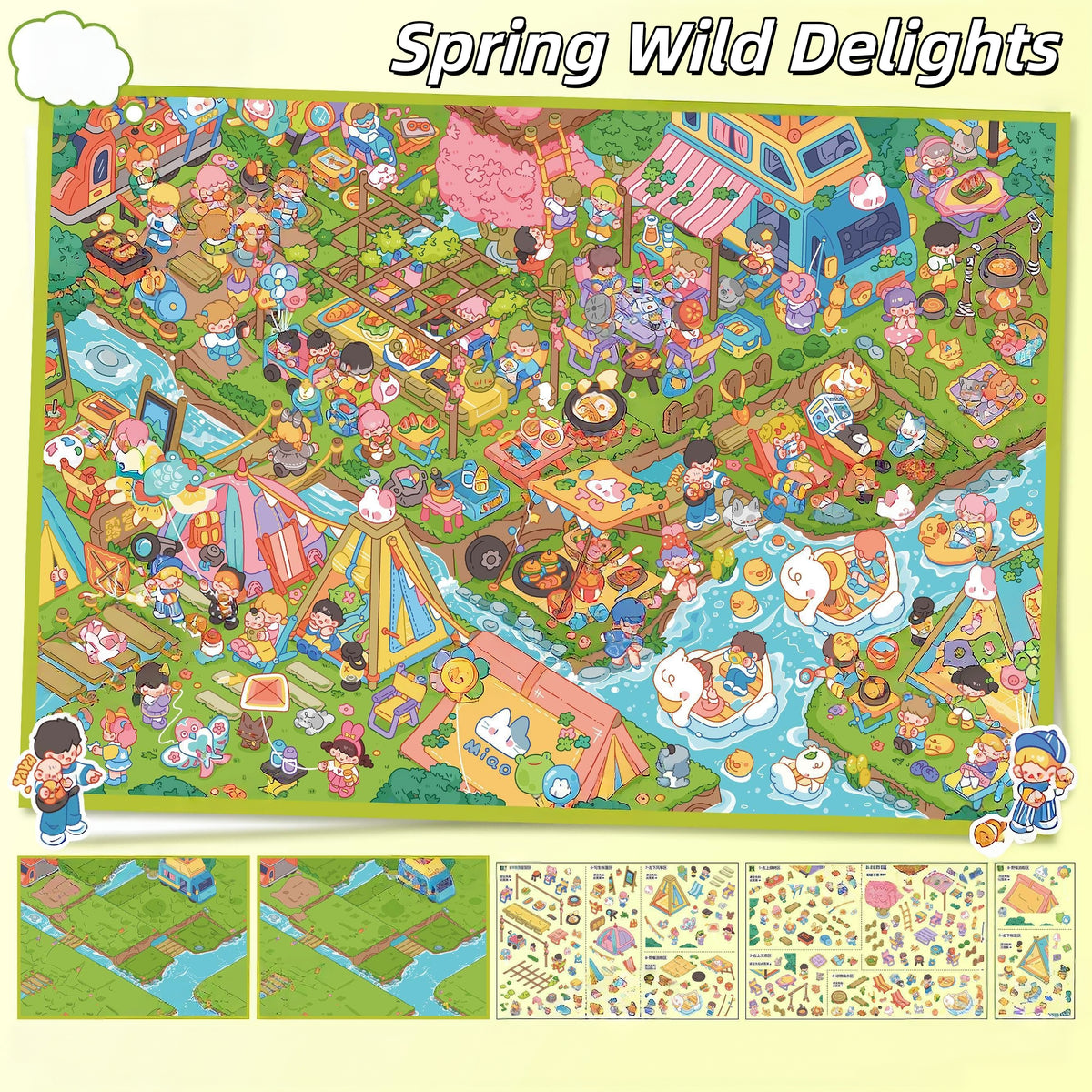 Outdoor Escapes 3D Sticker | 2 Cute Miniature Scenes