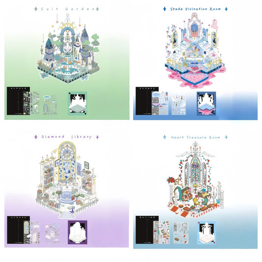 Poker Card Room 3D Sticker | 4 Cute Miniature Scenes