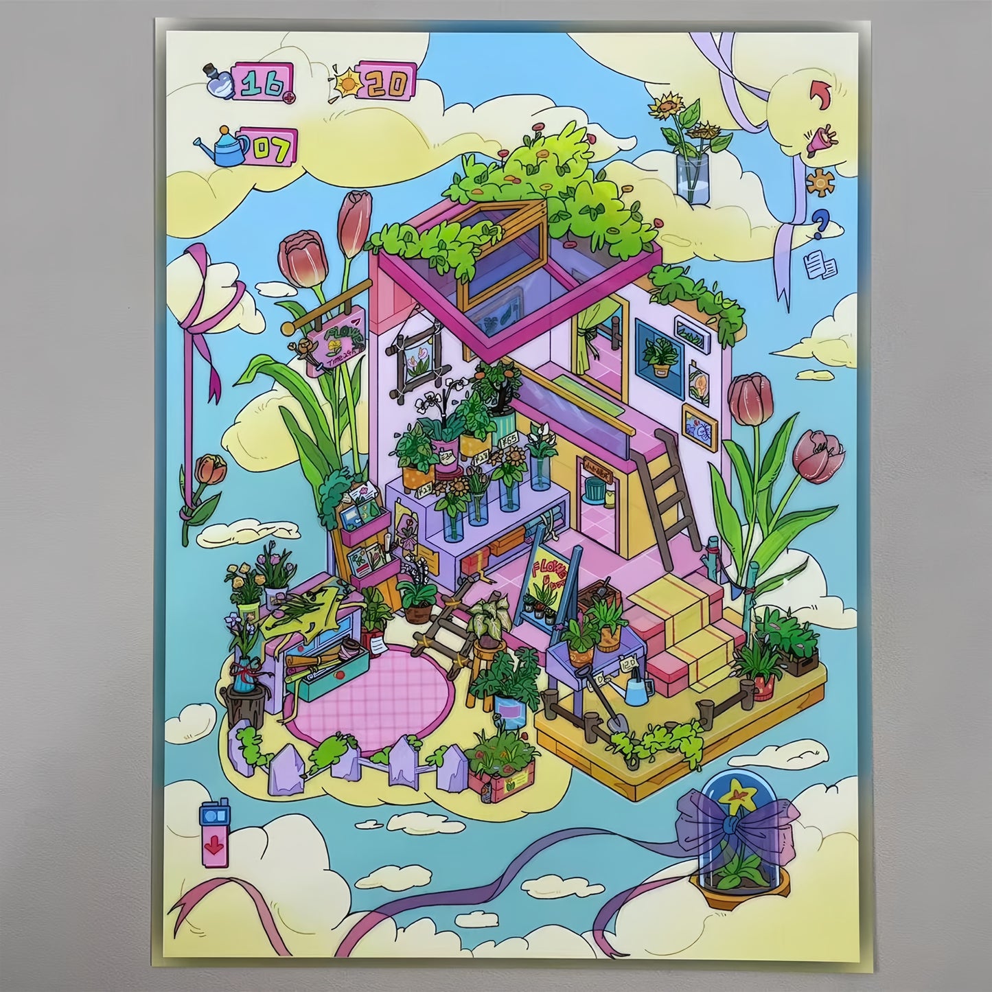 Beyond The Clouds 3D Sticker | 4 Cute Miniature Scenes