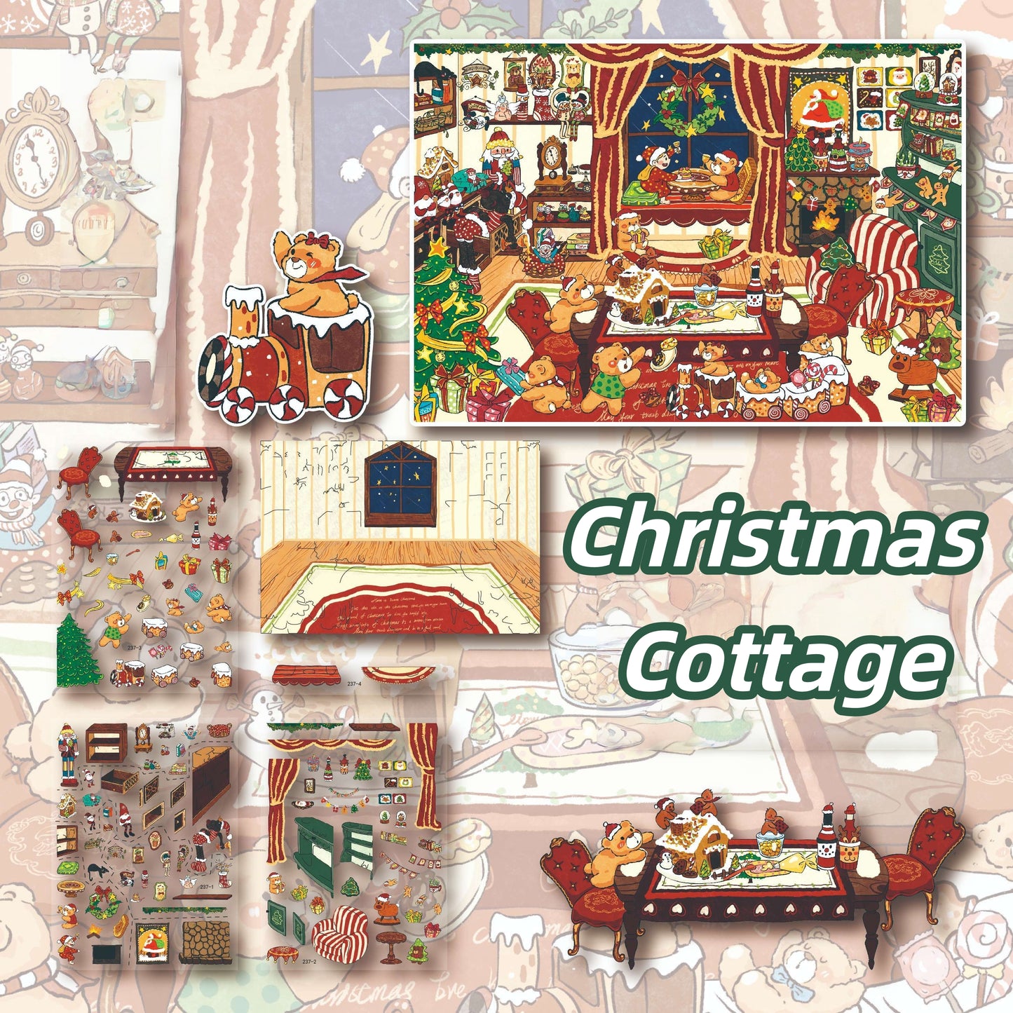 A Cozy Christmas 3D Sticker | 3 Cute Miniature Scenes