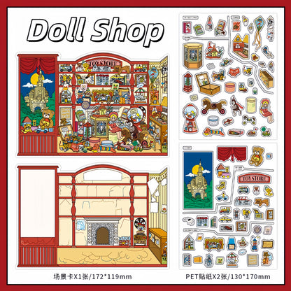 Little Stores 3D Sticker | 4 Cute Miniature Scenes