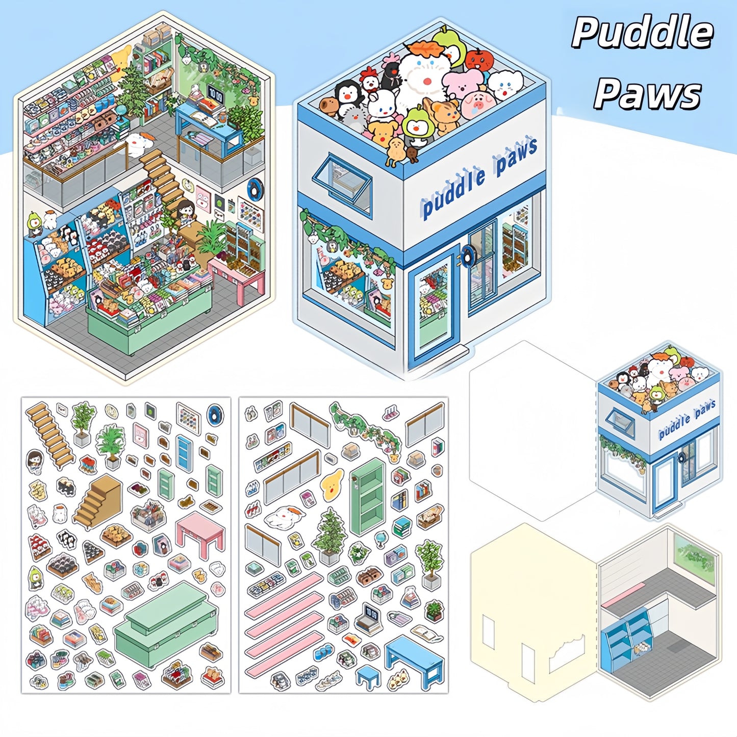 Quiet Atelier 3D Sticker | 4 Cute Miniature Scenes
