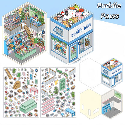Quiet Atelier 3D Sticker | 4 Cute Miniature Scenes
