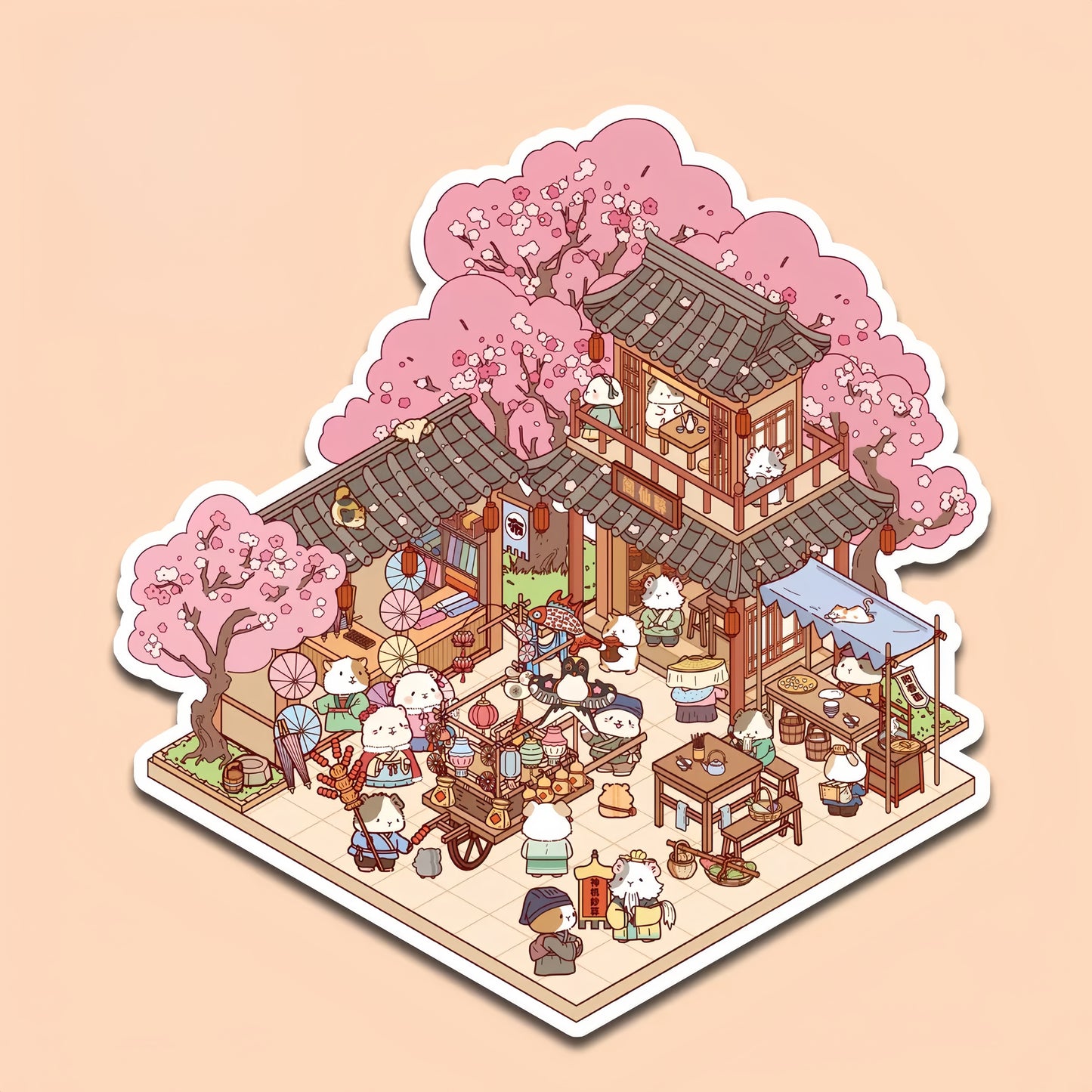 Dream Cabin 3D Sticker | 4 Cute Miniature Scenes