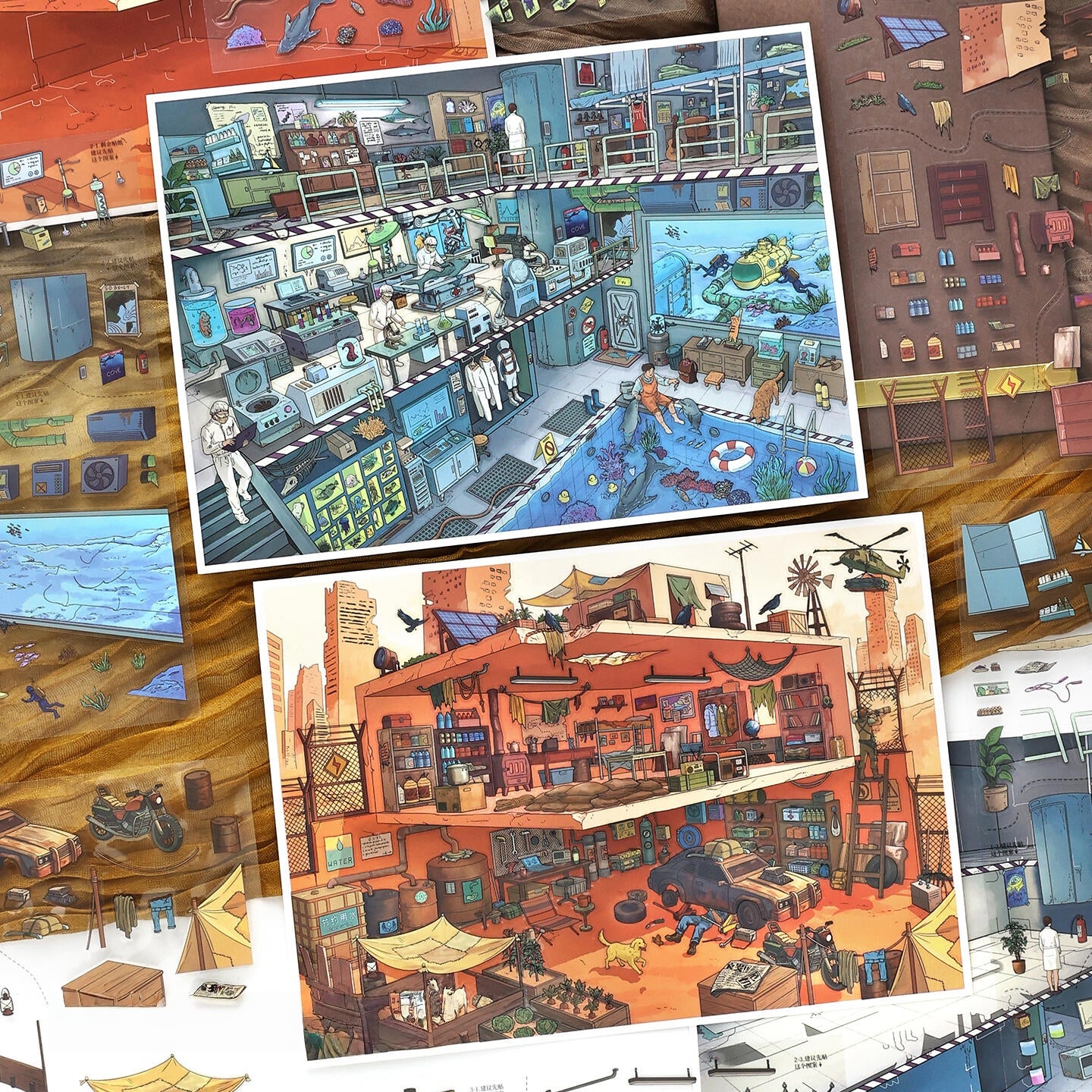 Edgy Outposts 3D Sticker | 2 Cute Miniature Scenes