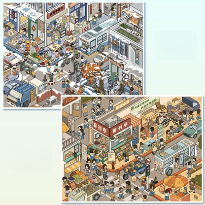 Golden Hours 3D Sticker | 2 Cute Miniature Scenes