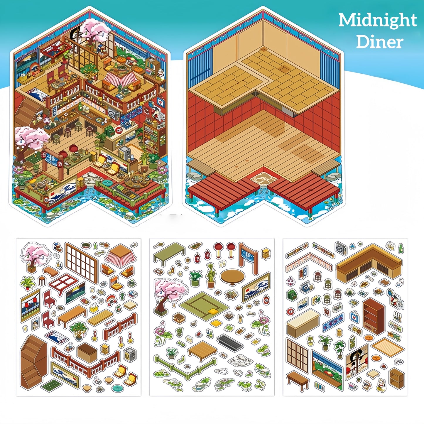 Life in Japan 3D Sticker | 4 Cute Miniature Scenes