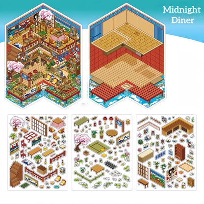 Life in Japan 3D Sticker | 4 Cute Miniature Scenes