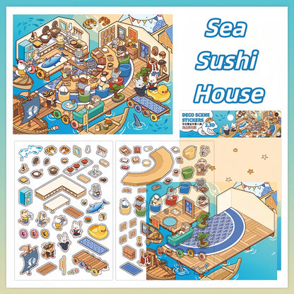 Simulation Management 3D Sticker | 4 Cute Miniature Scenes