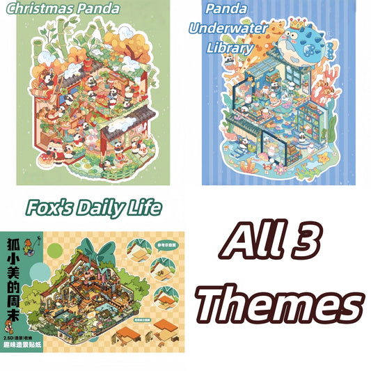 Paw's Daily Life 3D Sticker | 3 Cute Miniature Scenes