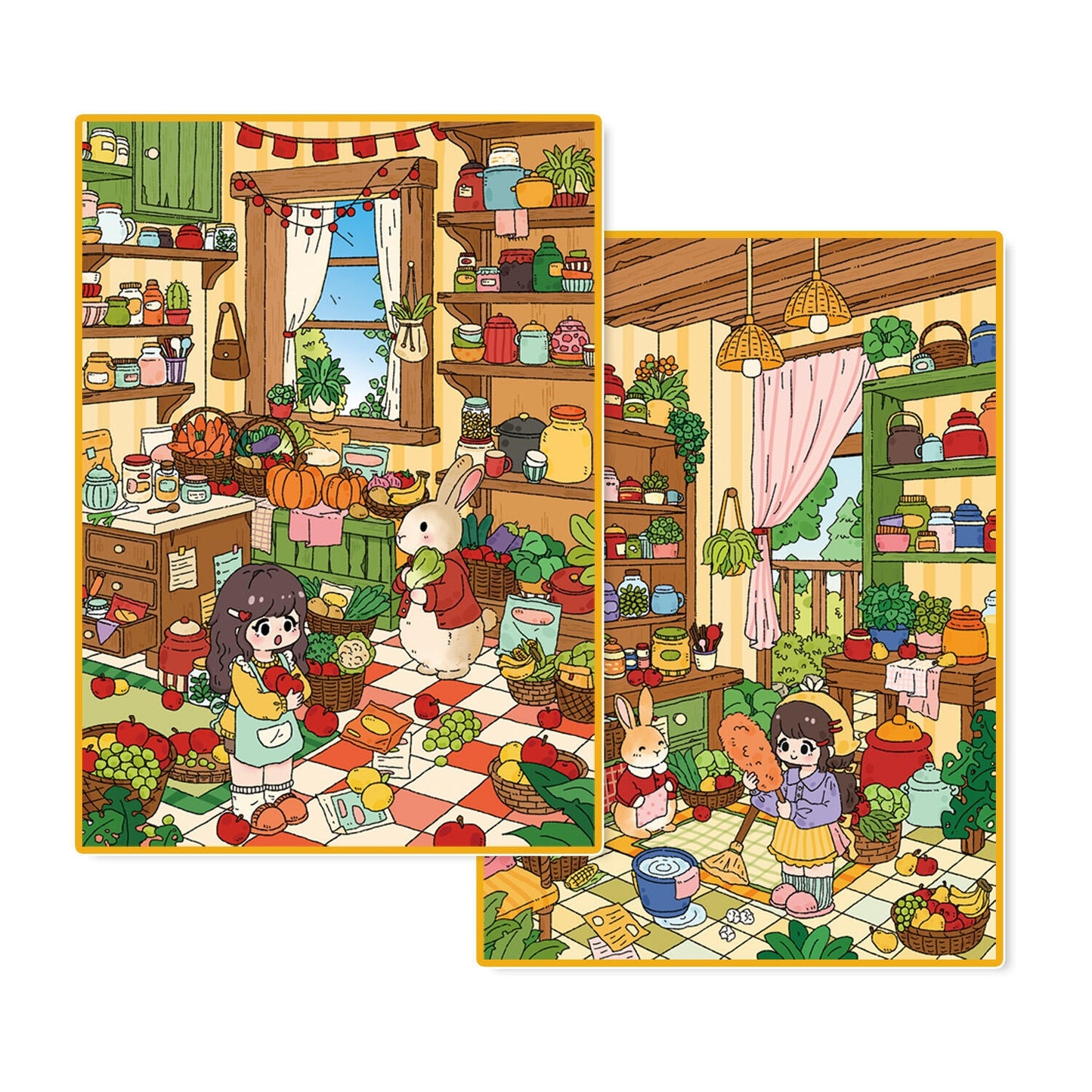 Mr. Rabbit's House 3D Sticker | 2 Cute Miniature Scenes