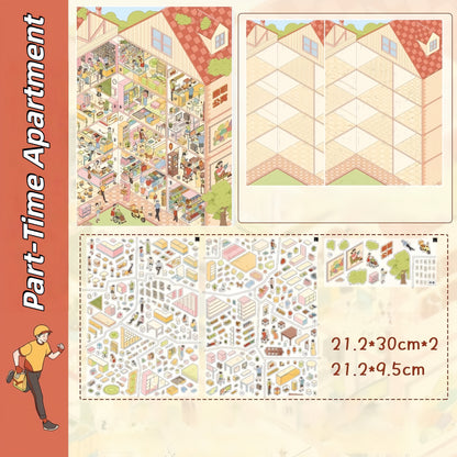 Busy Streets 3D Sticker | 4 Cute Miniature Scenes