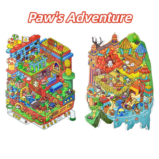 Paw's Adventure 3D Sticker | 2 Cute Miniature Scenes
