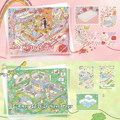 Precious Moment 3D Sticker | 2 Cute Miniature Scenes